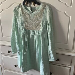 Mint Green Long Sleeve Tunic with Sequin Detail